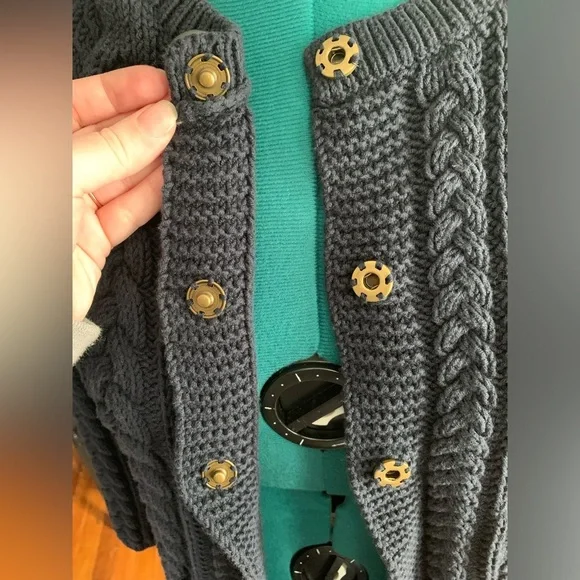 GAP beautiful knit cardigan in navy large snap buttons Fishermancore - Picture 6 of 6